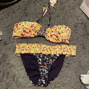 Super cute really fun floral print bathing suit set